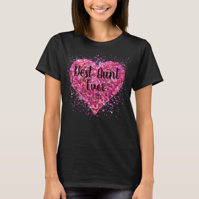 T-shirt Coeur de parties scintillant rose étincelle meille (Devant)