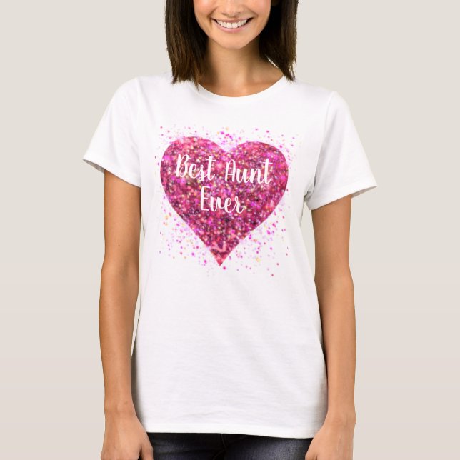 T-shirt Coeur de parties scintillant rose étincelle meille (Devant)