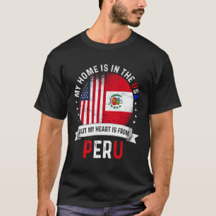 T-shirt Cœur de patriote péruvien américain originaire du