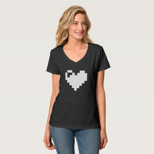 T-shirt Coeur de pixel 8 bits (Devant entier)
