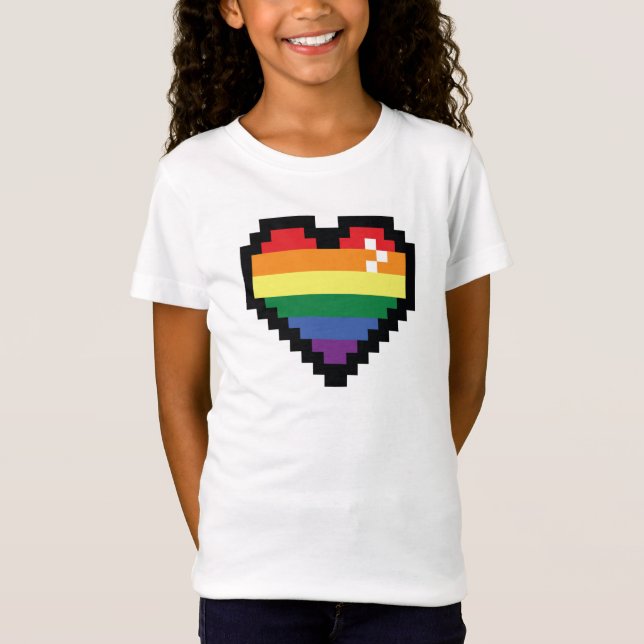 T-Shirt Coeur de pixel arc-en-ciel (Devant)
