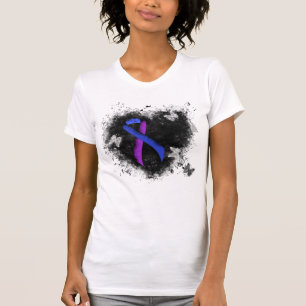 T-shirt Coeur de pontage bleu et violet
