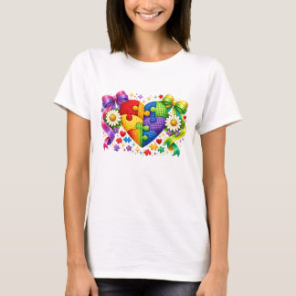 T-shirt Cœur de puzzle de sensibilisation à l'autisme Ruba