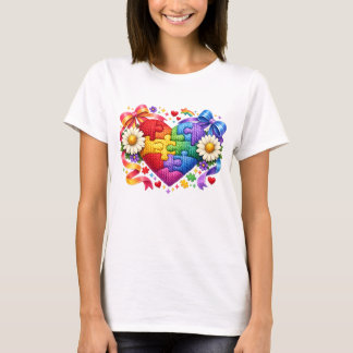T-shirt Cœur de puzzle de sensibilisation à l'autisme Ruba