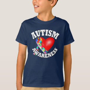 T-shirt Coeur de ruban de sensibilisation sur l'autisme