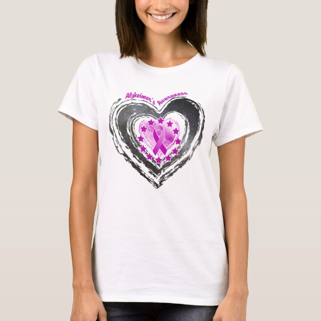 T-shirt Coeur de sensibilisation à la maladie d'Alzheimer (Devant)