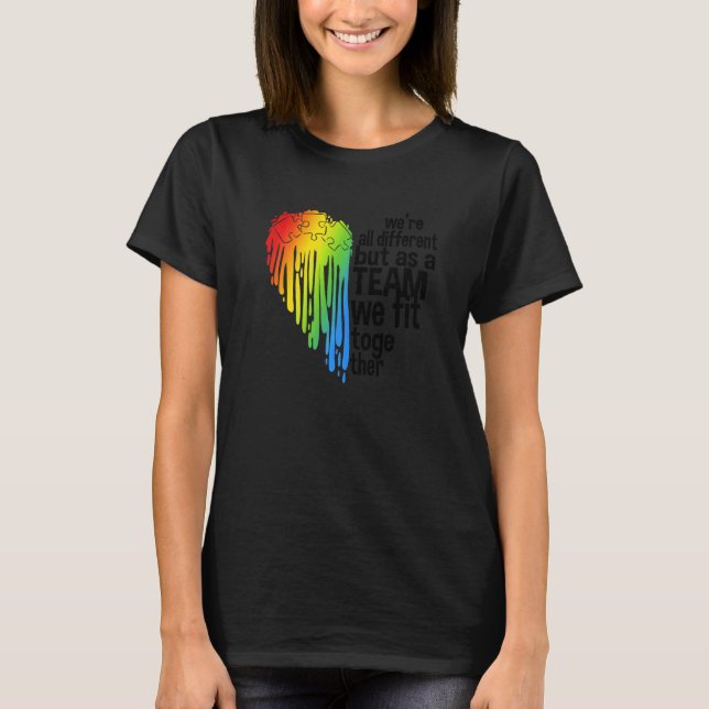 T-shirt Cœur de sensibilisation à l'autisme (Devant)