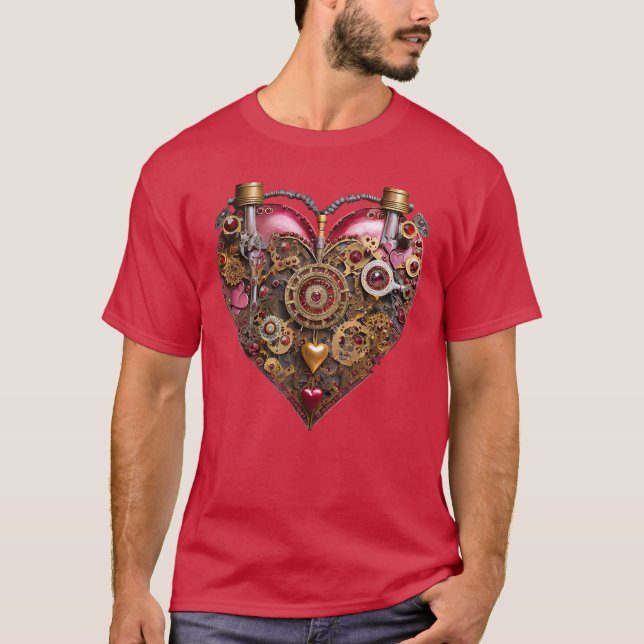 T-shirt Cœur de Streampunk Rubis Saint-Valentin (Devant)