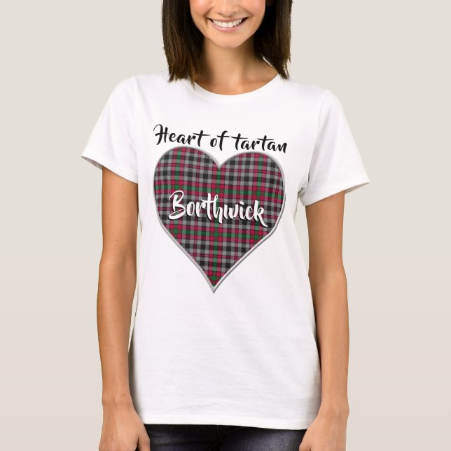 T-shirt Coeur de Tartan Clan Borthwick Plaid (Devant)