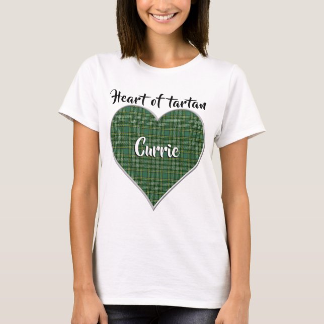 T-shirt Coeur de Tartan Clan Currie Plaid (Devant)