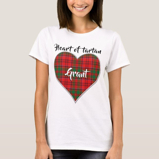 T-shirt Coeur de Tartan Clan Grant Plaid (Devant)