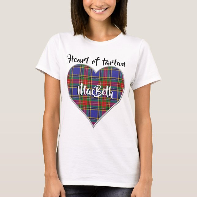 T-shirt Coeur de Tartan Clan MacBeth Plaid (Devant)