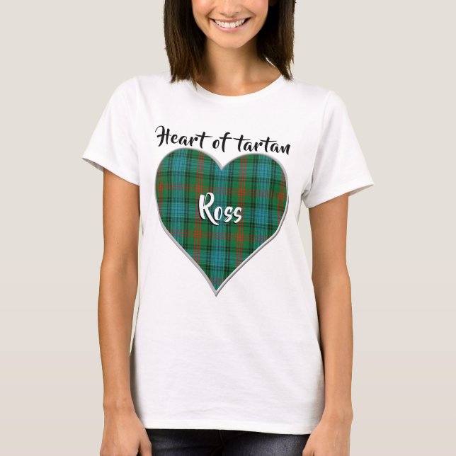 T-shirt Coeur de Tartan Clan Ross Plaid (Devant)
