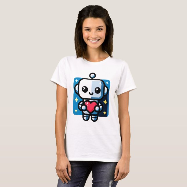 T-shirt Coeur de tenue de robot mignon - Amour adorable et (Devant entier)