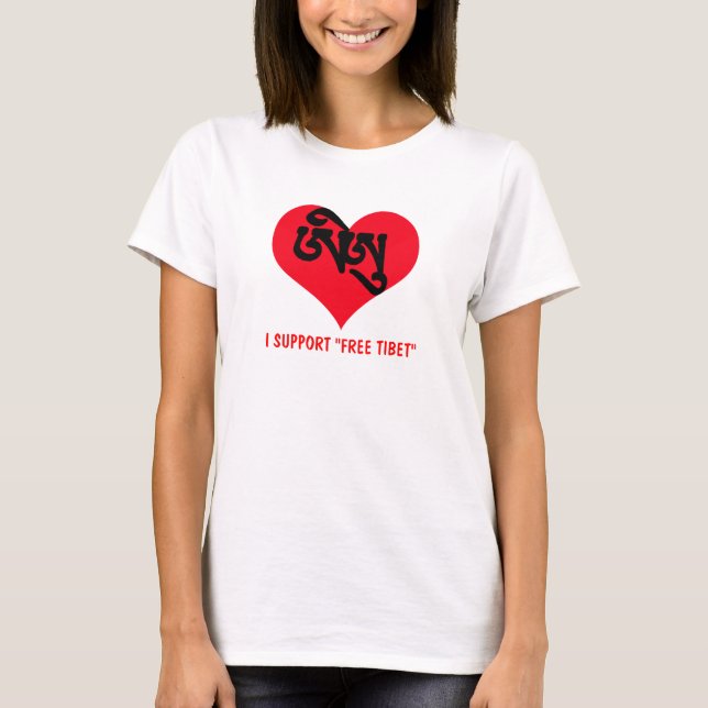 T-shirt Coeur de Tibetian Sanscrit, JE SOUTIENS "le THIBET (Devant)