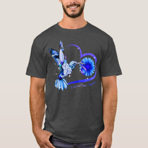 T-shirt Coeur de tournesol de colibri Bleu Ruban Colorecta