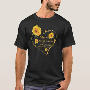 T-shirt Coeur de tournesol Jésus Bible chrétien Verse Re