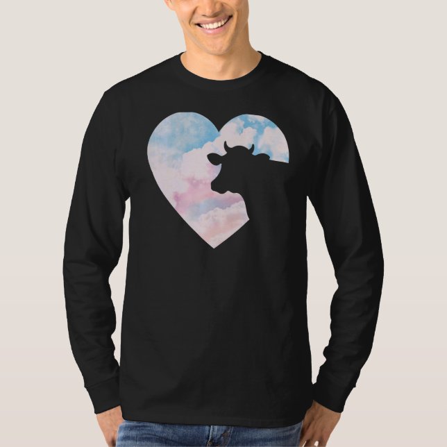 T-shirt Coeur De Vache Pour Une Fille Qui Aime Les Vaches  (Devant)