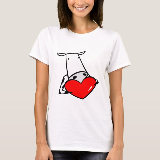 T-shirt Coeur de vache Valentine I Love Cows (Devant)
