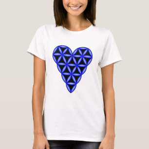 T-Shirt - 'Coeur de vie', 3D, Bleu.