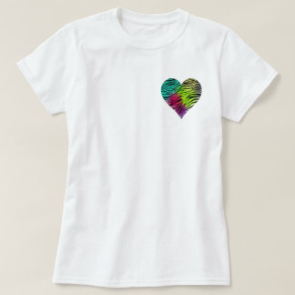 T-shirt Coeur de zèbre d'arc-en-ciel