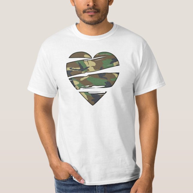 T-shirt Coeur déchiqueté de Camo (Devant)