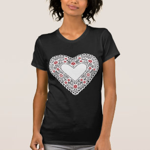 T-shirt Coeur dentelle rouge et blanc