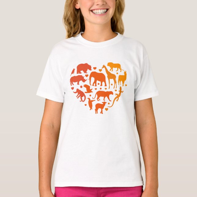 T-shirt Coeur des animaux, Cadeau pour les amoureux des an (Devant)