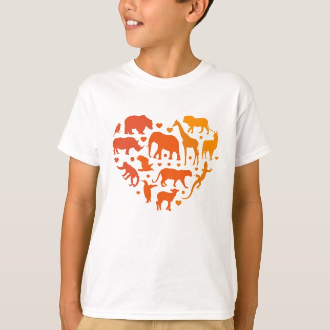 T-shirt Coeur des animaux, Cadeau pour les amoureux des an (Devant)