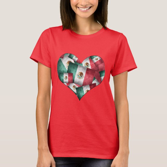T-shirt Cœur des drapeaux mexicains (Devant)
