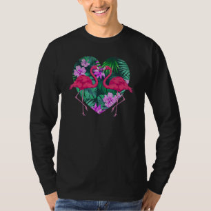 T-shirt Coeur des fleurs tropicales Amoureux des animaux O