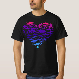T-shirt Coeur des requins Adulte requin vie marine colorée