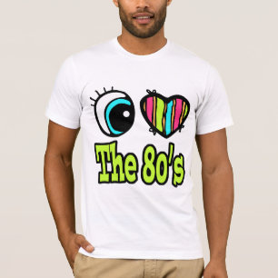 T-shirt Coeur des yeux lumineux J'aime les années 80