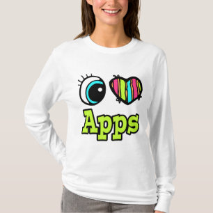 T-shirt Coeur des yeux lumineux J'aime les applications