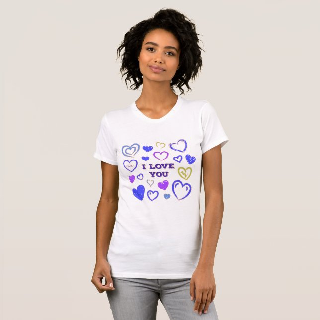 T-shirt Cœur dessiné à la main mignon (Devant entier)