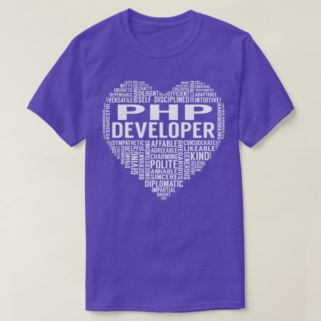 T-shirt Coeur développeur Php (Design devant)