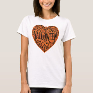 T-shirt Cœur d'Halloween, Forme de cœur orange, Vacances