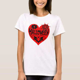 T-shirt Cœur d'Halloween, Forme de cœur rouge, Toile d'ara