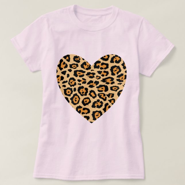 T-shirt Coeur d'impression de guépard (Design devant)