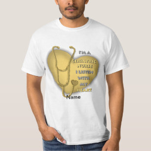 T-shirt Coeur d'infirmière gériatrique jaune