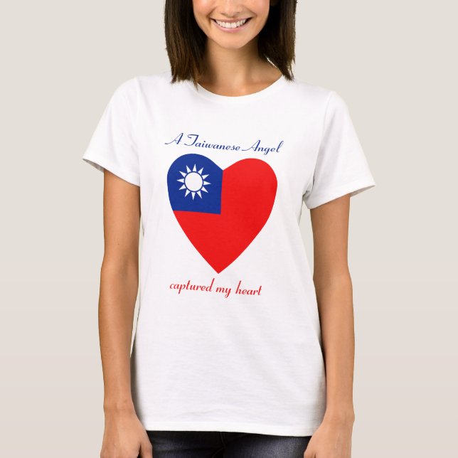 T-Shirt Cœur Doux Drapeau de Taïwan (Devant)