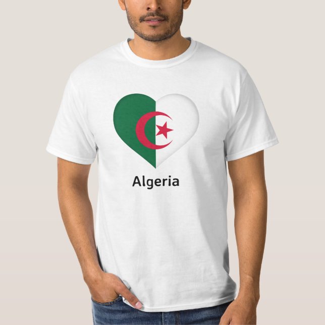 T-shirt Coeur - Drapeau Algérie (Devant)