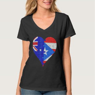 T-shirt Coeur drapeau australien portoricain