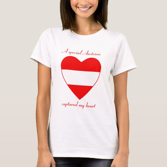 T-Shirt Cœur Drapeau Autriche (Devant)
