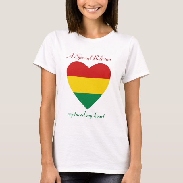 T-Shirt Cœur Drapeau Bolivie (Devant)