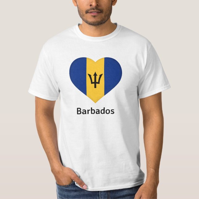 T-shirt Coeur - Drapeau de la Barbade (Devant)