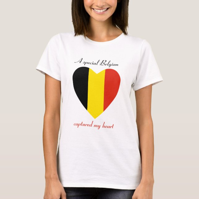 T-Shirt Cœur Drapeau de la Belgique (Devant)