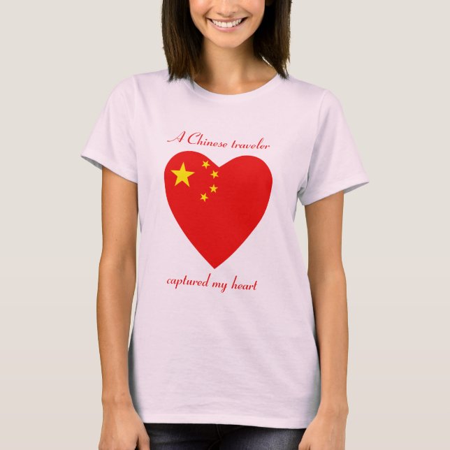 T-Shirt Cœur Drapeau de la Chine (Devant)