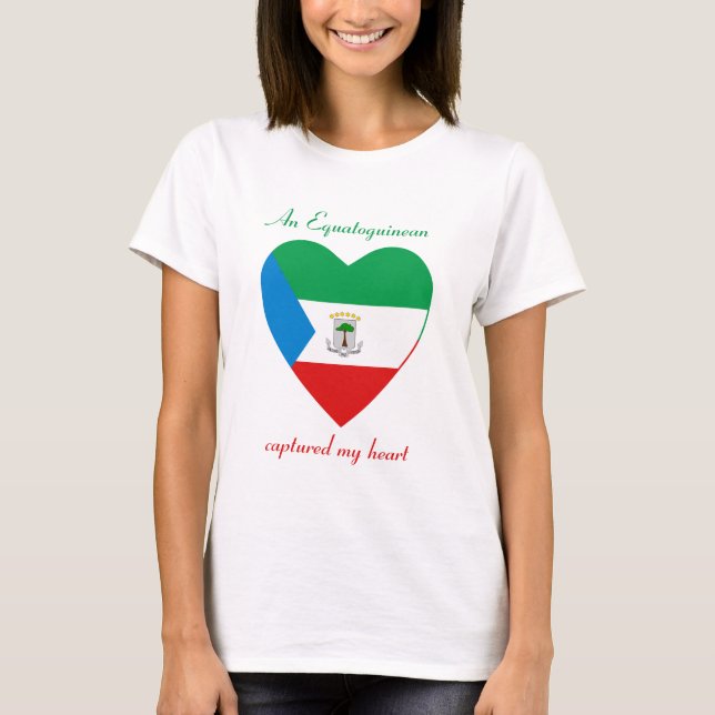 T-Shirt Cœur Drapeau de la Guinée Équatoriale (Devant)
