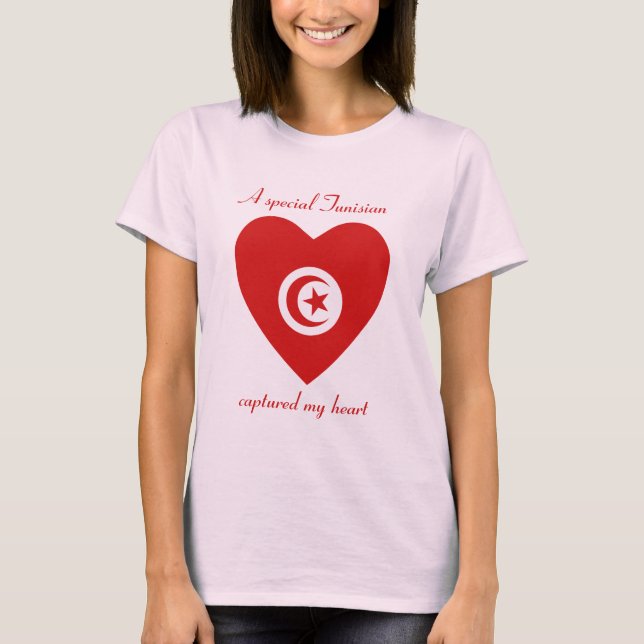 T-shirt Cœur Drapeau de la Tunisie (Devant)